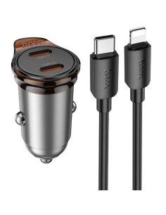 Cargador Coche USB-C 45W Hoco NZ16B con Salida Doble + Cable Lightning