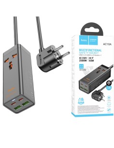 Cargador USB y USB-C 65W entrada MultipaÃ­s Hoco AC10A Blanco