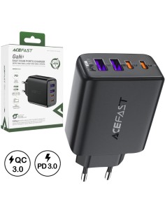 Cargador USB-C  Acefast A61 PD45W GaN 2x USB-C+ 2x USB-A Negro