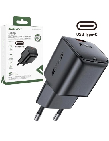 Cargador USB-C Acefast A73 Mini PD20W GaN Negro
