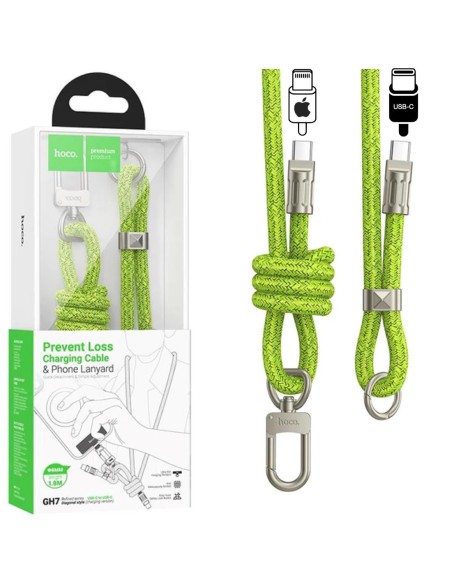 Hoco GH7 Colgatnte para MÃ³vil con Cable USB-C a Lightning 1.8m Fluorescent Green