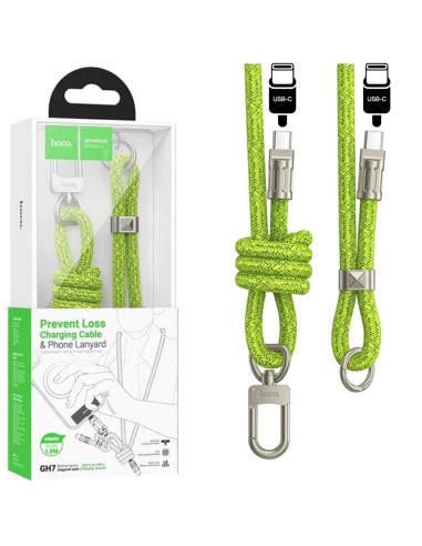 Hoco GH7 Colgatnte para MÃ³vil con Cable USB-C a USB-C 1.8m Fluorescent Green