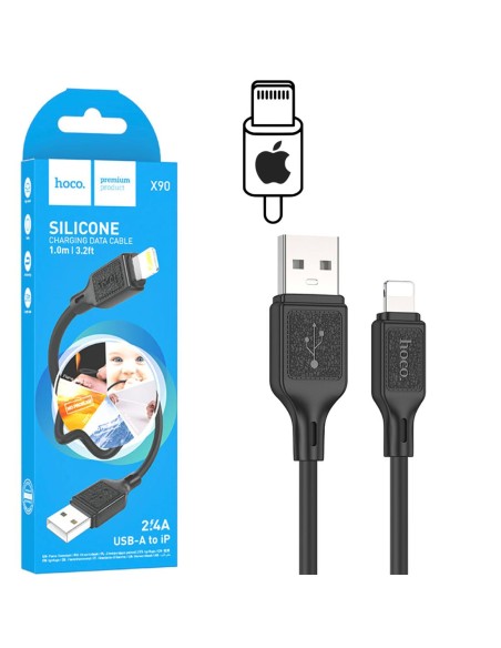 Hoco X90 Cable Cool Silicone Lightning Black