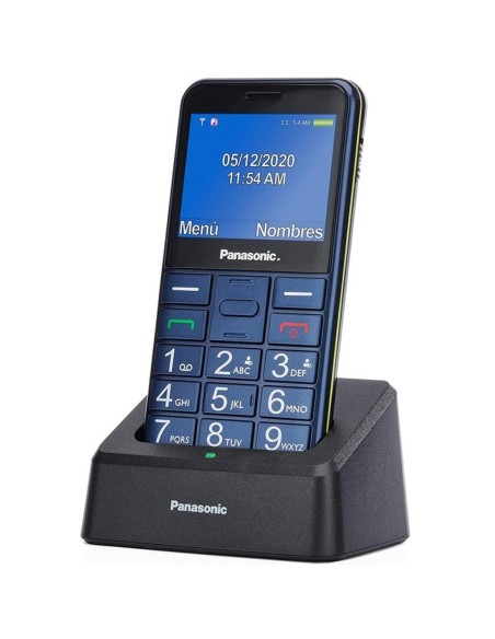 Panasonic KX-TU155 MÃ³vil para Mayores con Base y BotÃ³n SOS Azul