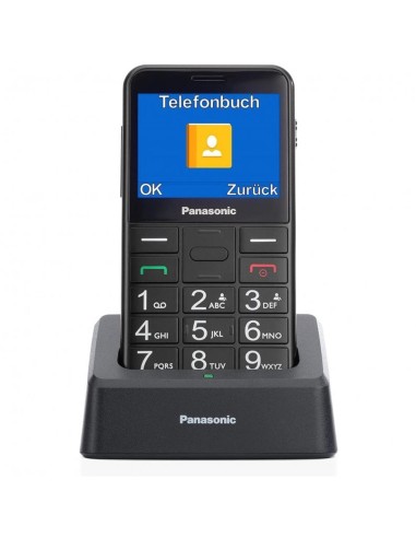 Panasonic KX-TU155 MÃ³vil para Mayores con Base y BotÃ³n SOS Negro