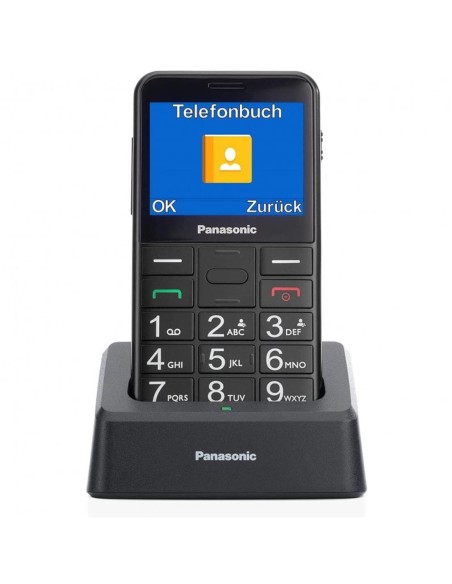 Panasonic KX-TU155 MÃ³vil para Mayores con Base y BotÃ³n SOS Negro