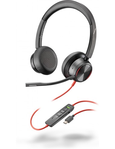 POLY Auriculares estÃ©reo Blackwire 8225 USB-C + Adaptador USB-C/A