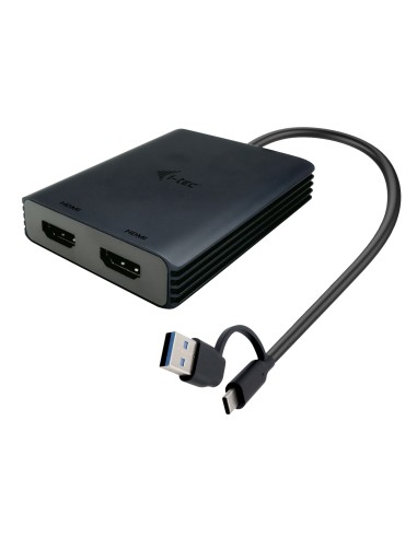 i-tec USB-A/USB-C Dual 4K/60 Hz HDMI Video Adapter