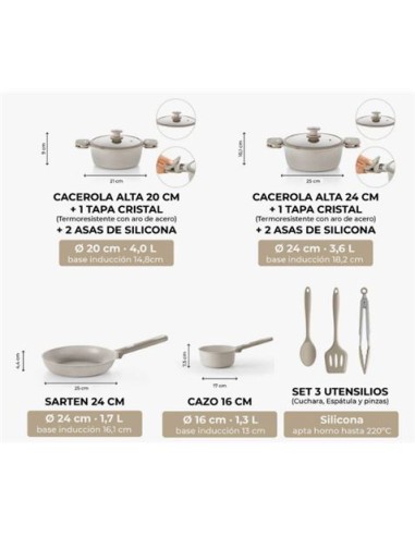 BATERIA DE COCINA 9 PIEZAS DENMARK MONIX