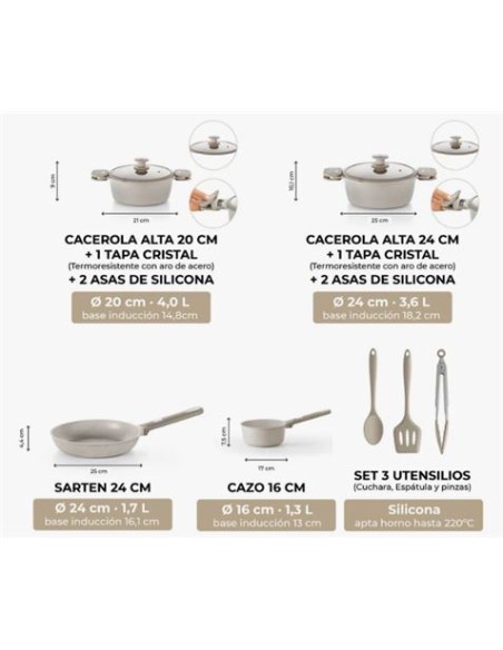 BATERIA DE COCINA 9 PIEZAS DENMARK MONIX