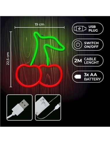 LAMPARA DECORATIVA NEON LED CHERRY FOREVER
