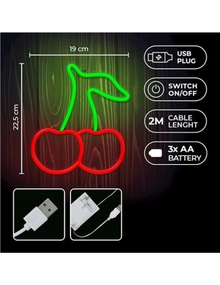 LAMPARA DECORATIVA NEON LED CHERRY FOREVER