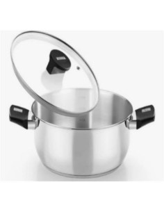 CACEROLA ACERO INOX CON TAPA VIDRIO 22CM ELITE MONIX