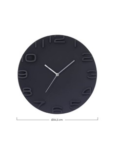 RELOJ DE PARED MODERNO 3D NEGRO 34.5CM
