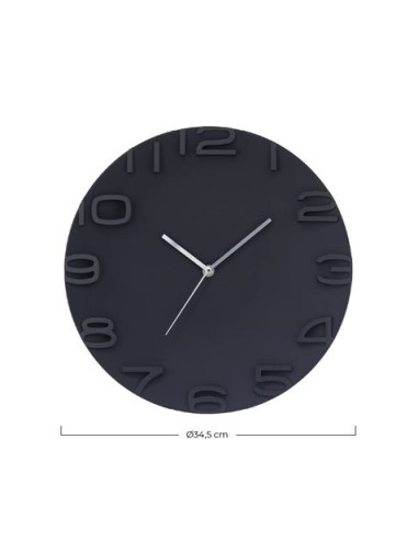 RELOJ DE PARED MODERNO 3D NEGRO 34.5CM