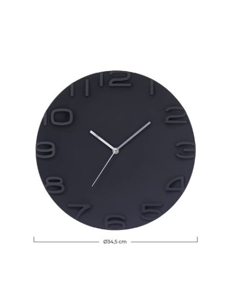 RELOJ DE PARED MODERNO 3D NEGRO 34.5CM