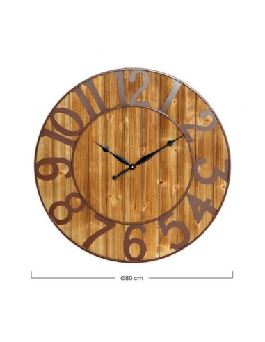 RELOJ DE PARED VINTAGE MADERA OSCURA 80CM