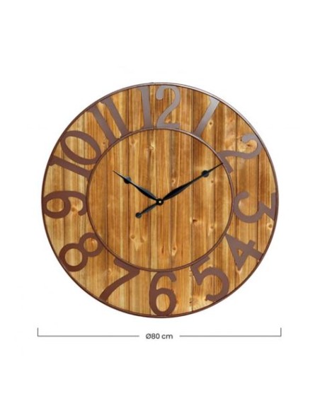 RELOJ DE PARED VINTAGE MADERA OSCURA 80CM