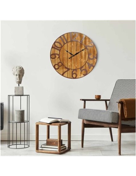RELOJ DE PARED VINTAGE MADERA OSCURA 80CM