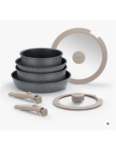 SET 3 SARTENES 20/24/26CM CON MANGO EXTRAIBLE ONE CLICK PIETRA MONIX