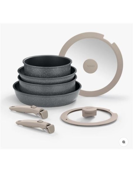 SET 3 SARTENES 20/24/26CM CON MANGO EXTRAIBLE ONE CLICK PIETRA MONIX