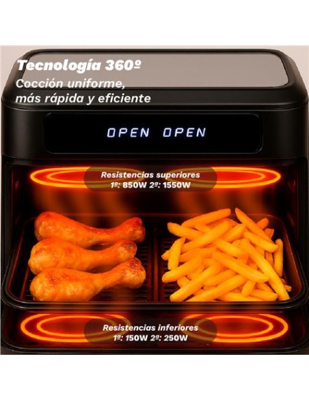 FREIDORA DE AIRE 10 LITROS 2800W CUBETOS FLEXIBLES GRUNKEL