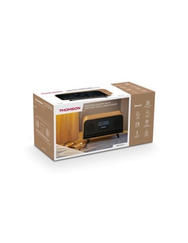 ALTAVOZ RETRO CON DESPERTADOR 30W MADERA NEGRO RT850BT THOMSON