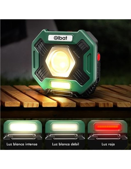 FOCO LED MULTIFUNCIÃ“N RECARGABLE 20W 2000LM LUZ FRIA ELBAT