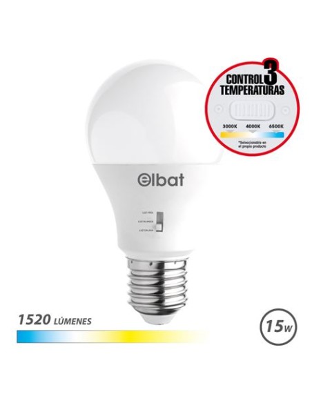 BOMBILLA LED A60 | 15W | 1520LM | E27 | LUZ CALIDA/BLANCA/FRIA | ELBAT