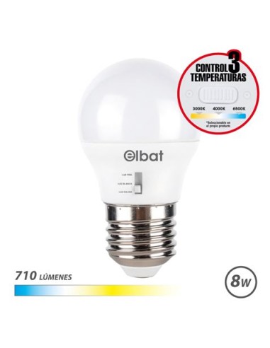 BOMBILLA LED G45 | 8W | 710LM | E27 | LUZ CALIDA/BLANCA/FRIA | ELBAT