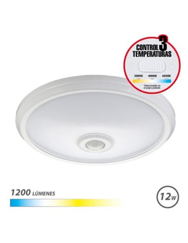 APLIQUE DE SUPERFICIE LED CON SENSOR 12W | 1200LM | LUZ CCT ELBAT