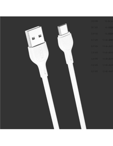 CABLE 2.1A USB A TIPOC 1 METRO BLANCO NB200 XO
