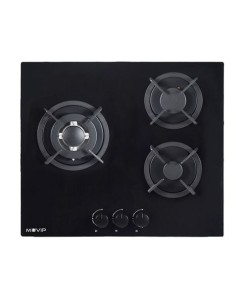 PLACA A GAS PARA ENCASTRAR 3 FUEGOS CRISTAL NEGRO MUVIP 2
