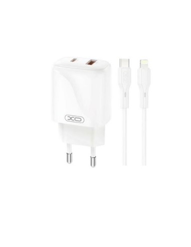 CARGADOR USB+USB-C 20W L158 CON CABLE LIGHTNING BLANCO XO