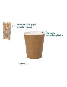 SET 12 VASOS CARTON KRAFT 250CC ALGON