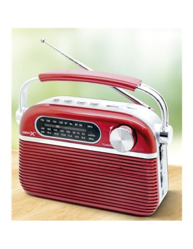 RADIO CLASICA RECARGABLE CON BLUETOOTH 4408 ROJA GEN-X