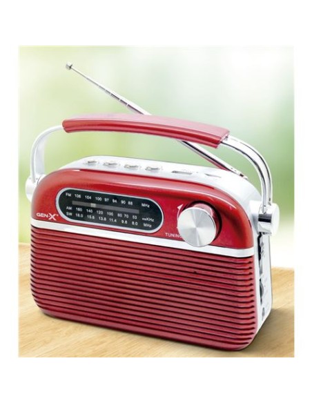 RADIO CLASICA RECARGABLE CON BLUETOOTH 4408 ROJA GEN-X