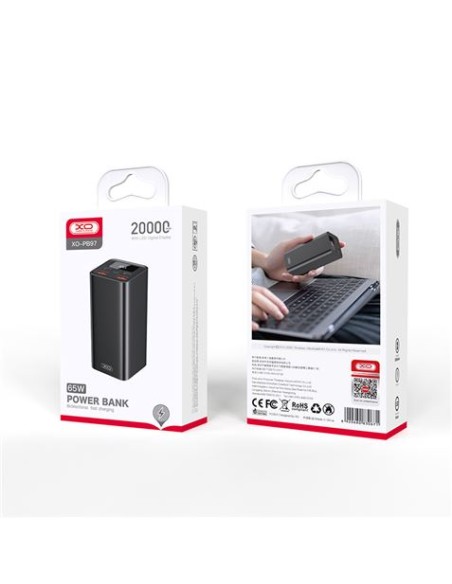 POWERBANK PB97 20000MAH | 4 X USB | 65W | DISPLAY NEGRA XO