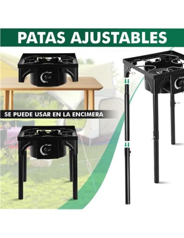 FOGÃ“N DE GAS ALTA POTENCIA 1 FUEGO 40X40CM AJUSTABLE 3 ALTURAS MUVIP