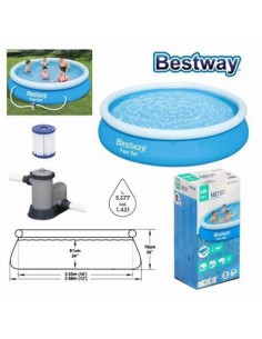 PISCINA HINCHABLE CON BOMBA Y FILTRO 366X76CM BESTWAY