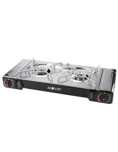 COCINA DE GAS PORTATIL DOBLE BOMBONA ACERO MUVIP 2