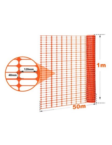 MALLA DE SEÃ‘ALIZACIÃ“N NARANJA 80GRS/M2 1X50 METROS SUNGARDEN