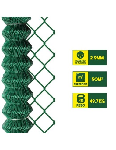 MALLA DE VALLADO PLASTIFICADA 60X60X2.9MM 2X25 METROS SUNGARDEN