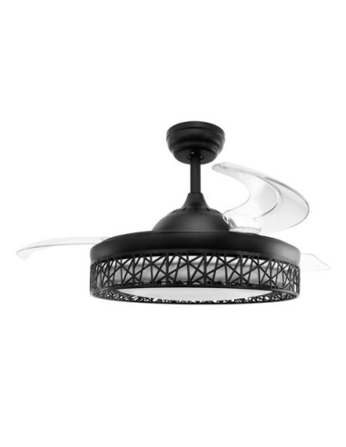 VENTILADOR DE TECHO CON LUZ Y ASPAS RETRACTILES NEGRO JOCCA