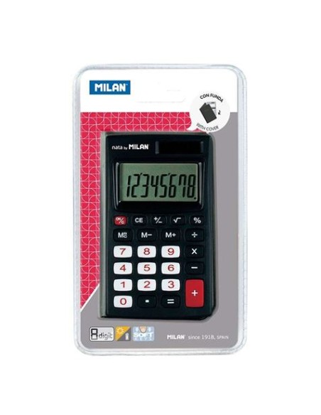 CALCULADORA DE BOLSILLO 8 DIGITOS CON FUNDA NEGRA MILAN