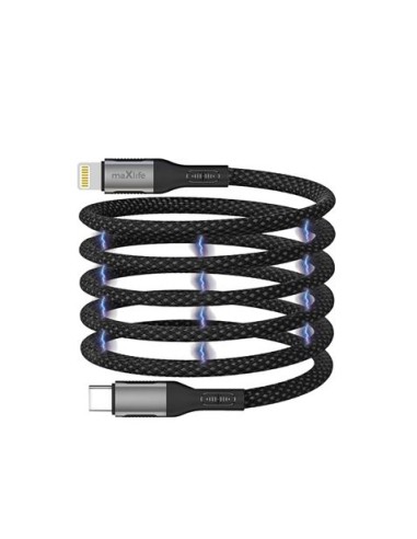 CABLE USB TIPO C A LIGHTNING 1 METRO 27W BLACK NYLON MAXLIFE