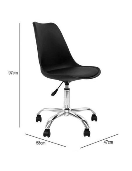 SILLA DE ESCRITORIO CON RUEDAS 97X47X58CM NEGRA