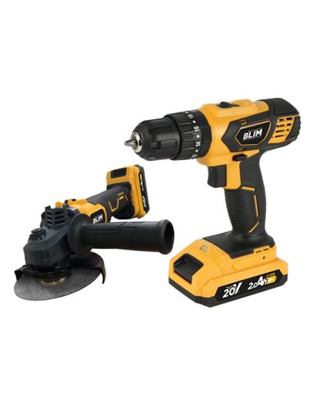 PACK 20V TALADRO PERCUTOR + RADIAL 115/125MM | BATERIAS 2AH Y 4AH BLIM