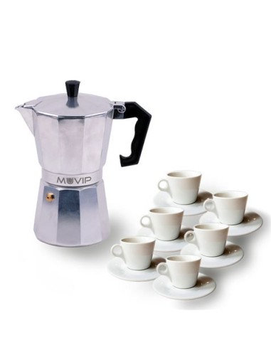 CAFETERA 6 TAZAS ALUMINIO ANTIADHERENTE MUVIP