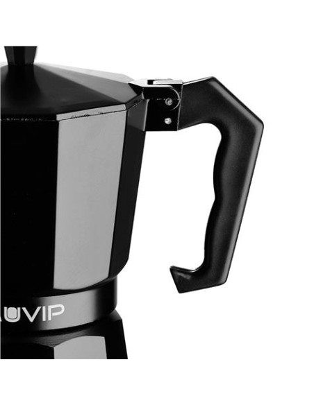 CAFETERA 3 TAZAS ALUMINIO NEGRO MATE ANTIADHERENTE MUVIP